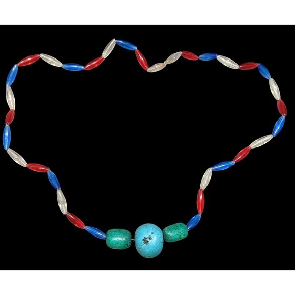 Handmade Retro Plastic And Stone Beaded Necklace - Picture 1 of 5